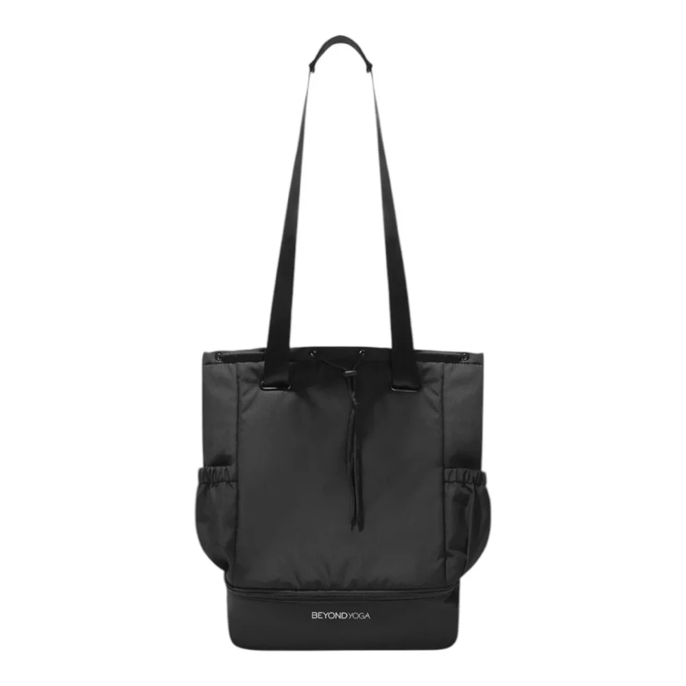 BEYOND YOGA BLACK CONVERTIBLE GYM BAG DRAWSTRING TRAVEL BACKPACK
